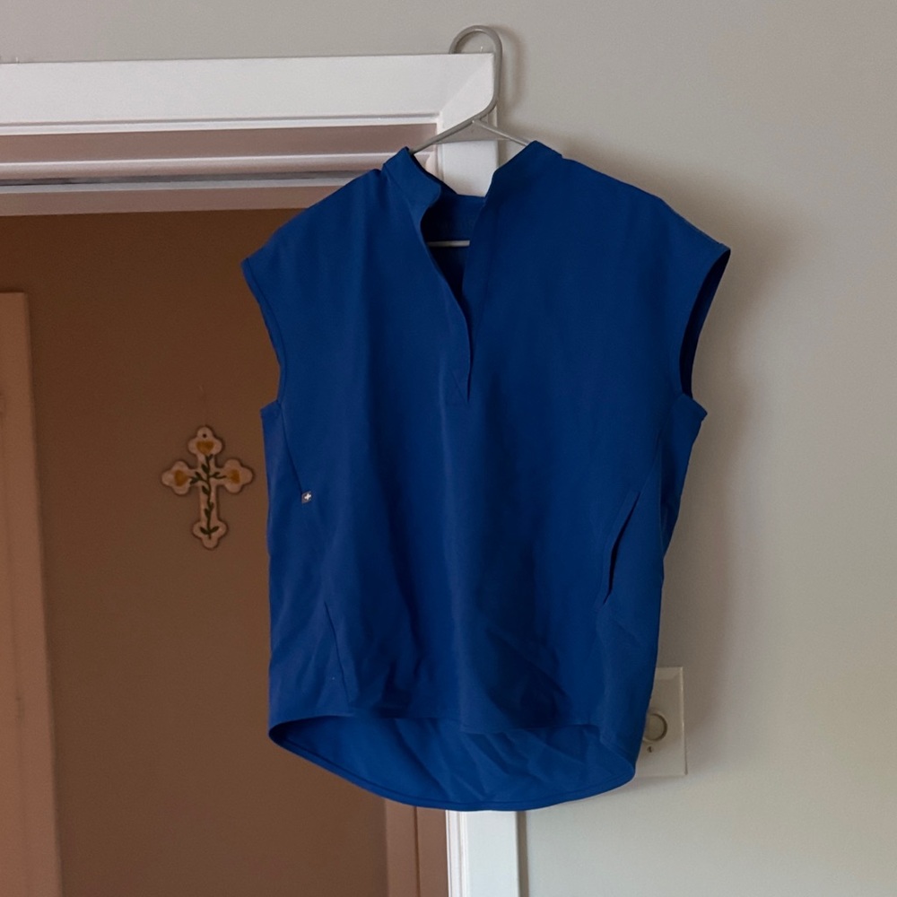 Figs Royal Blue Sleeveless Medical Scrub Top